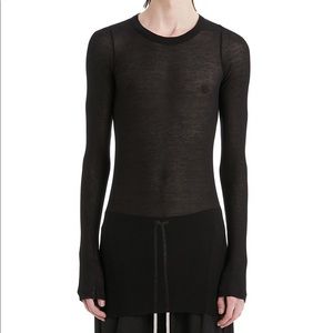 Rick owens silk rib long sleeve black 38 (xsmall)
